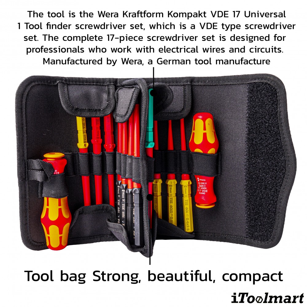 ชดไขควง VDE Wera Kraftform Kompakt VDE 17 Universal 1 Tool finder