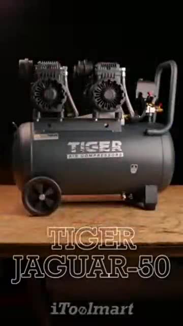 ปั๊มลมชนิด เงียบ แบบไร้น้ำมัน Tiger Jaguar50 ขนาด 50 ลิตร (รอบเร็ว 2850)