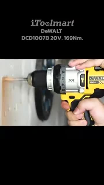 สว่านกระแทกไร้สาย DeWALT DCD1007B 20VMax มอเตอร์ไร้แปรงถ่าน แรงบิดสูงสุด 169 นิวตันเมตร (ตัวเปล่า)