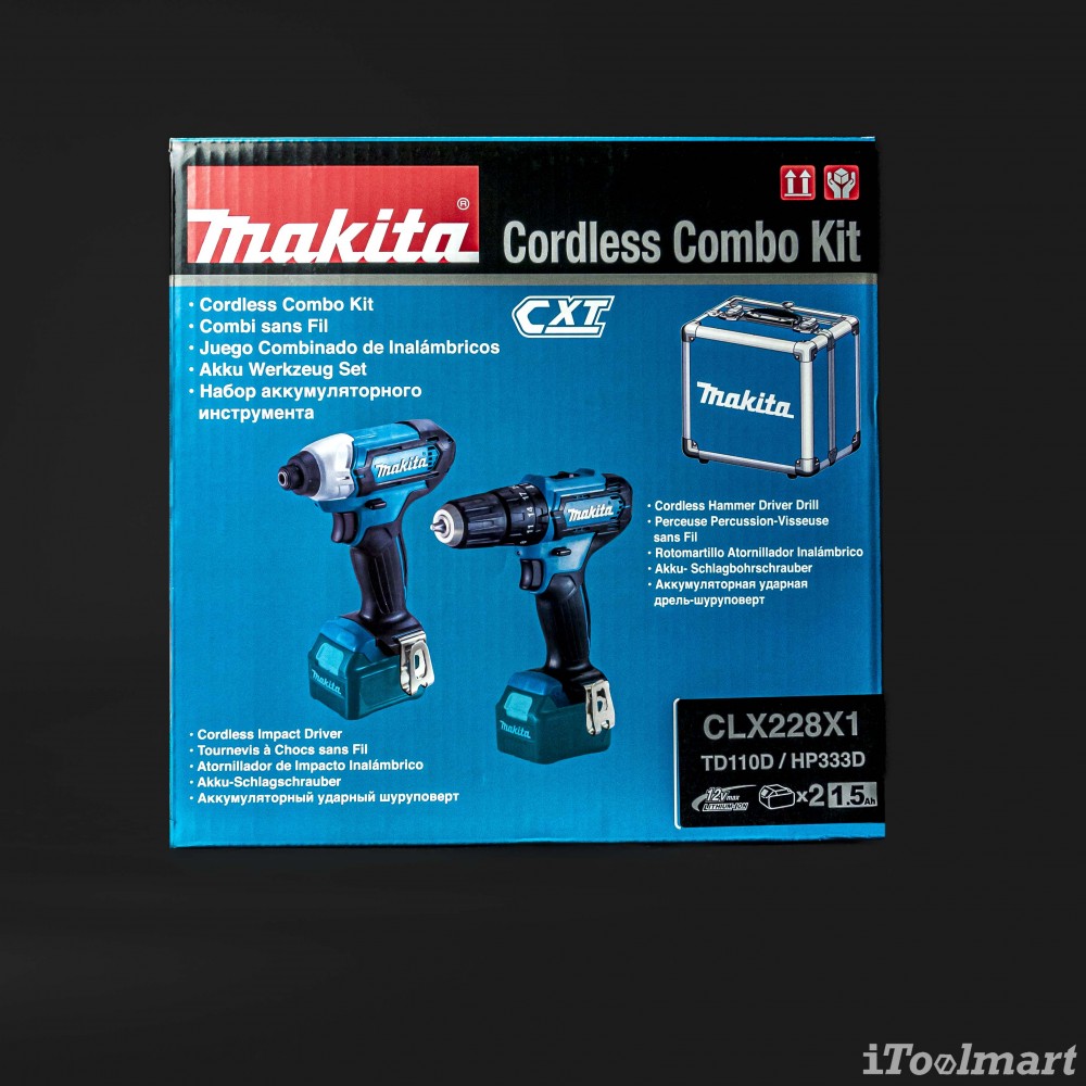 ชุด COMBO MAKITA CLX228X1 ประกอบด้วย ไขควงกระแทก MAKITA TD110DZ และ สว่านกระแทก MAKITA HP333Z (12V.)