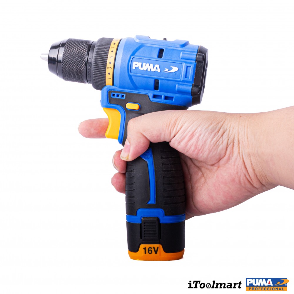 สว่านไร้สายไร้แปรงถ่าน PUMA  PM-D1016BL ขนาด 10 mm 16V