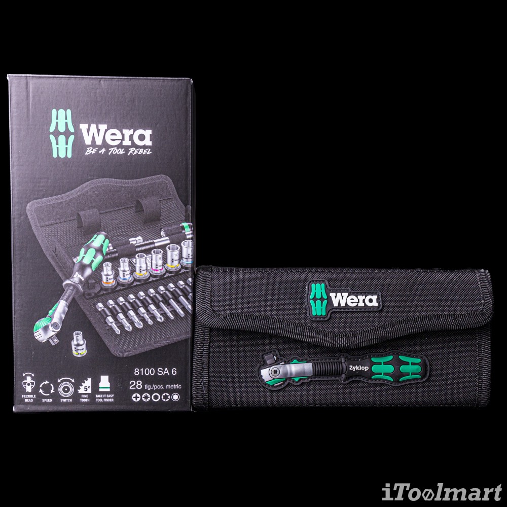 ชุดประแจ Wera Zyklop Speed 8100 SA 6 ขนาด 1/4 นิ้ว 05004016001 ชุด 28 ชิ้น
