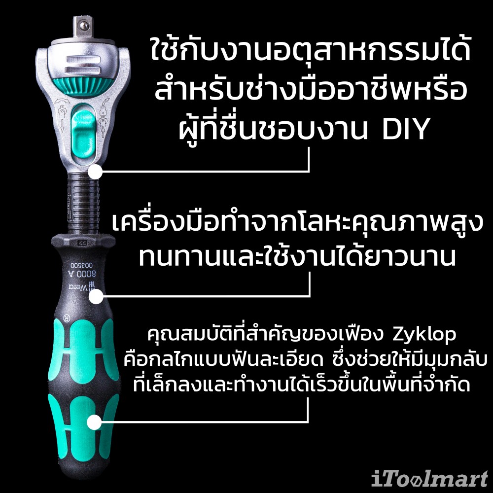 ชุดประแจ Wera Zyklop Speed 8100 SA 6 ขนาด 1/4 นิ้ว 05004016001 ชุด 28 ชิ้น