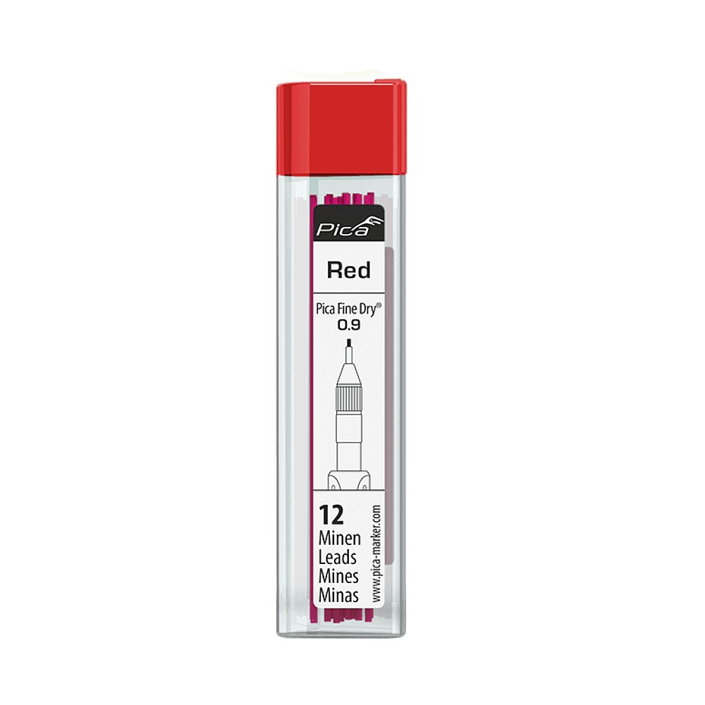ไส้ดินสอ PICA 7031/SB Fine dry refills with euro-standard hole สีแดง ขนาด 0.9 mm.