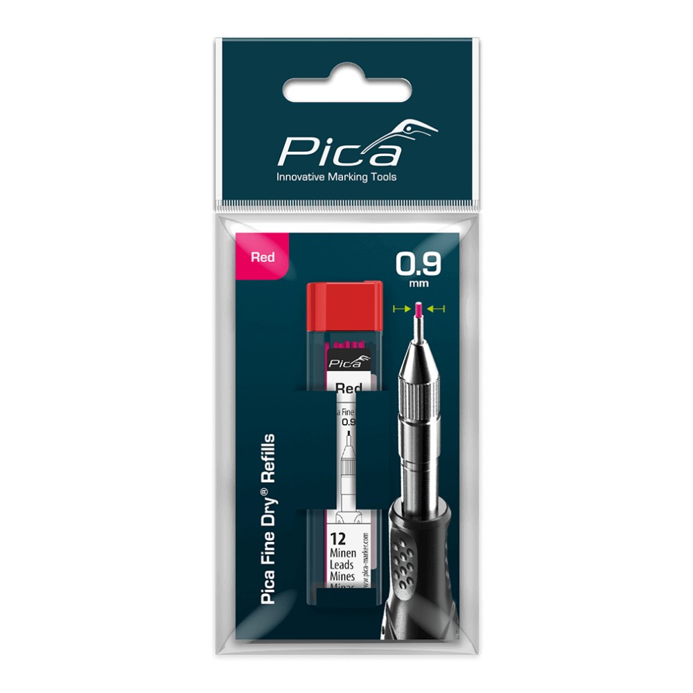 ไส้ดินสอ PICA 7031/SB Fine dry refills with euro-standard hole สีแดง ขนาด 0.9 mm.
