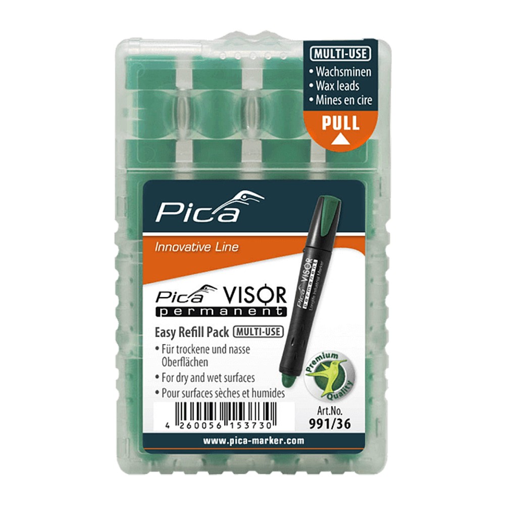 ไส้ปากกา มาร์คเกอร์ PICA 991/36 Visor Permanent, Easy Refill Pack, สีเขียว ขนาด 10.0 mm.
