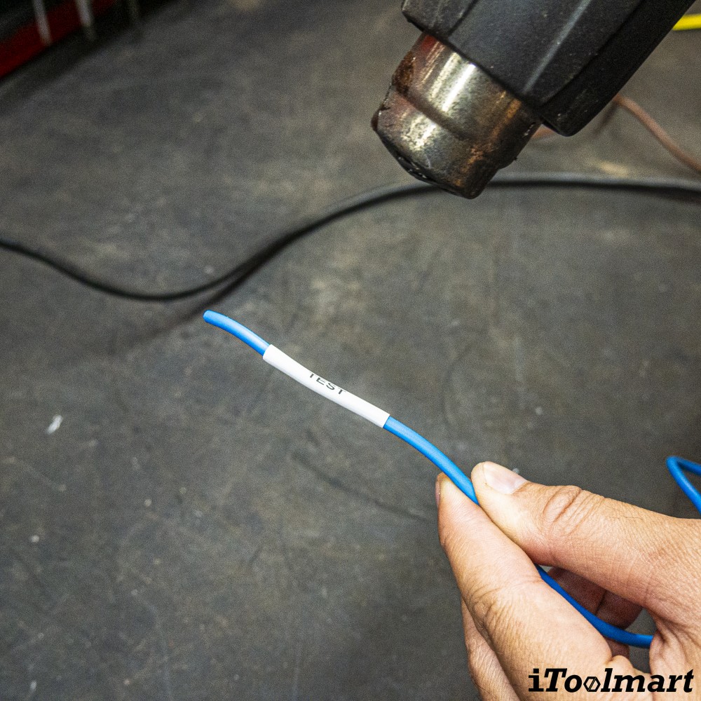 เทปติดฉลาก BASIC INDUSTRIAL 18053 Heat Shrink Tube สีขาว ขนาด 9 มม. x 1.5 ม. สำหรับเครื่องพิมพ์ Dymo Rhino 4200, 5000 Label printer