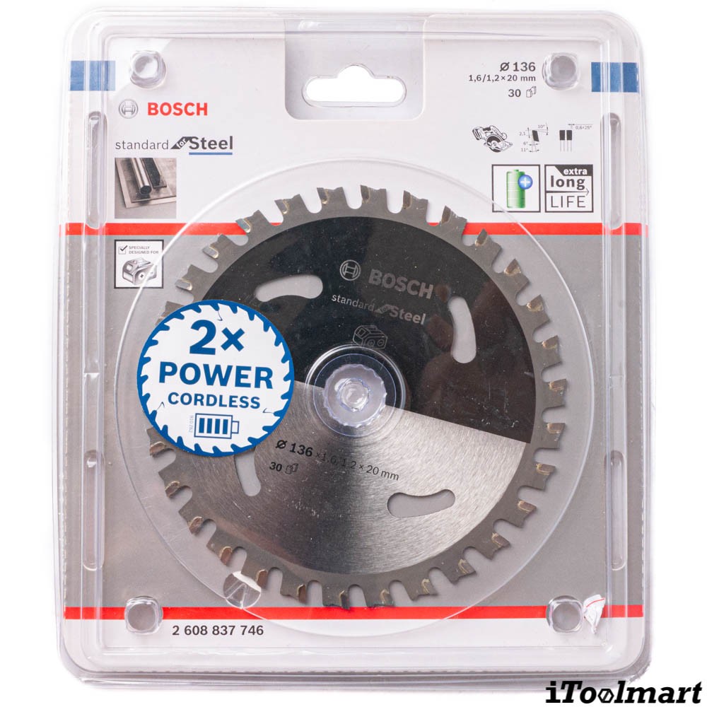 ใบเลื่อย BOSCH 2 608 837 746 ขนาด 5 นิ้ว 136 x 20 x 30T ตัดเหล็ก