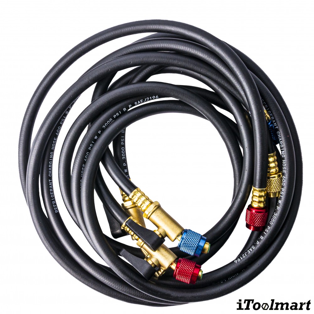 สายชาร์จน้ำยาแอร์ แบบมีบอลวาล์ว TASCO BLACK TB120SM HBV ความยาว 150 ซม  สำหรับน้ำยา R12  R22  R134a