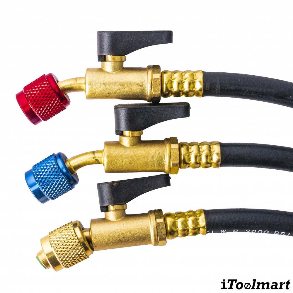 สายชาร์จน้ำยาแอร์ แบบมีบอลวาล์ว TASCO BLACK TB120SM HBV ความยาว 150 ซม  สำหรับน้ำยา R12  R22  R134a