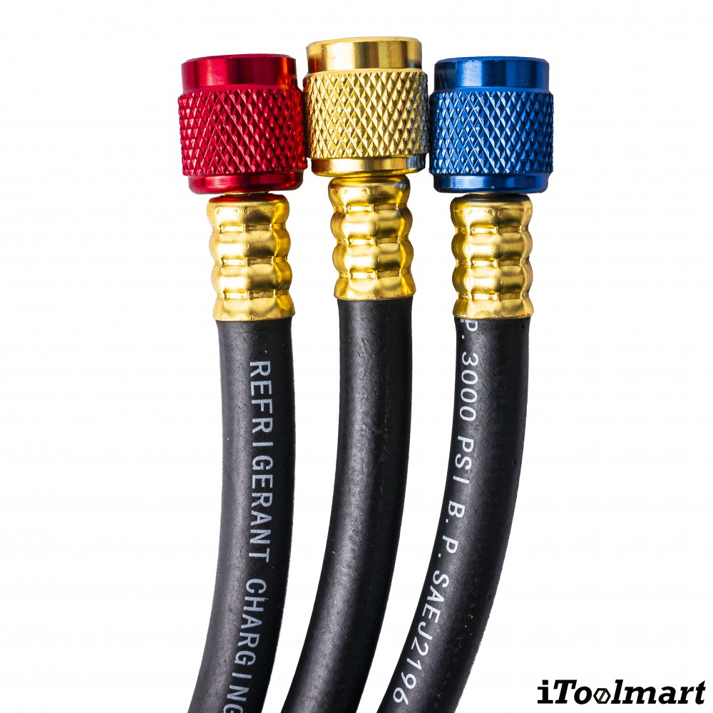 สายชาร์จน้ำยาแอร์ แบบมีบอลวาล์ว TASCO BLACK TB120SM HBV ความยาว 150 ซม  สำหรับน้ำยา R12  R22  R134a