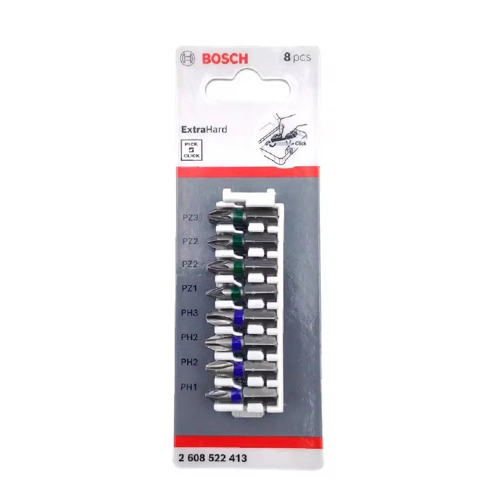 ชุดดอกไขควง BOSCH 2 608 522 413 Bita Pack PH  PZ ขนาด 25 มม   8ชิ้น 