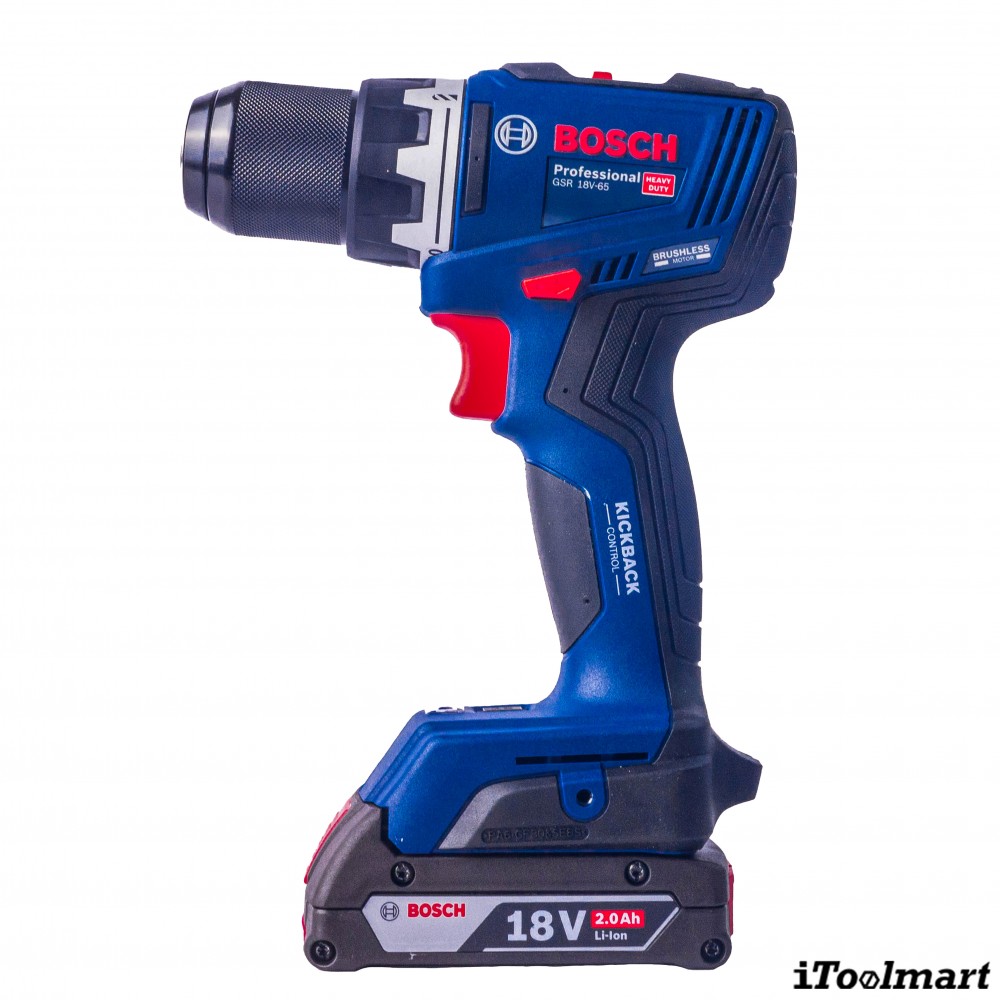 สว่านไร้สาย BOSCH GSR 18V 65 Professional พร้อมแบตเตอรี่และแท่นชาร์จ