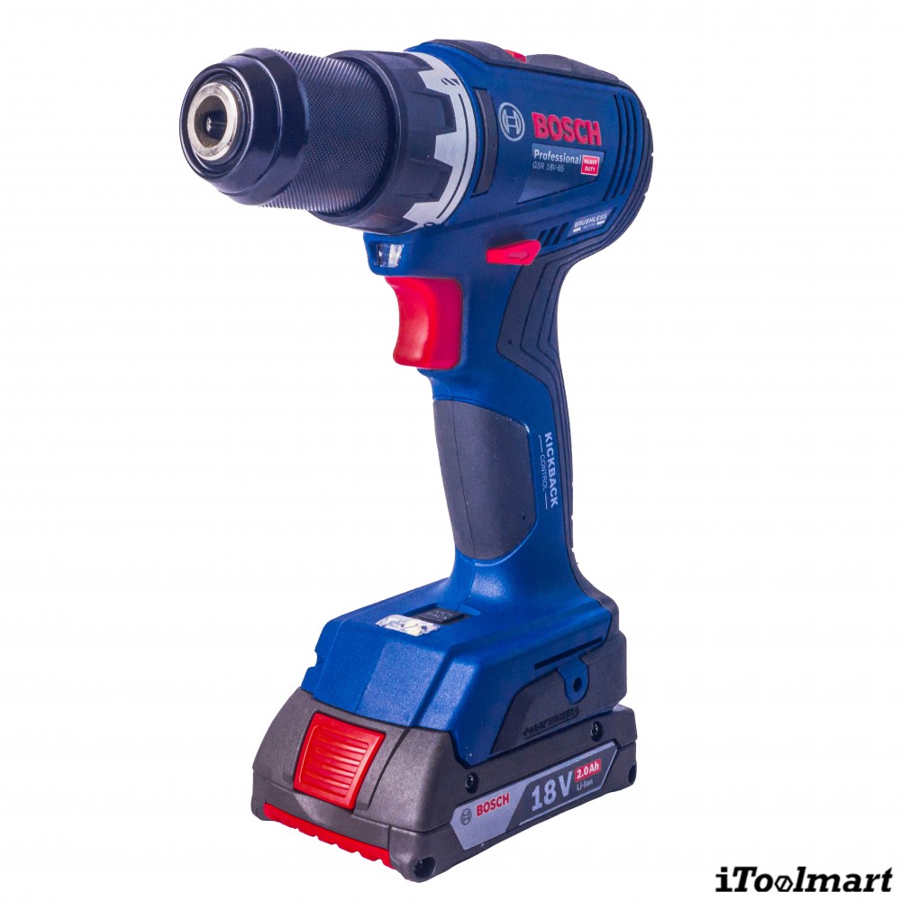 สว่านไร้สาย BOSCH GSR 18V 65 Professional พร้อมแบตเตอรี่และแท่นชาร์จ