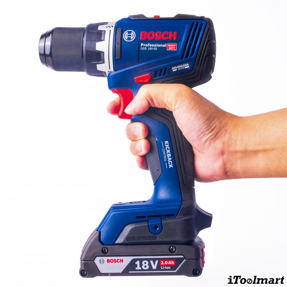 สว่านไร้สาย BOSCH GSR 18V 65 Professional พร้อมแบตเตอรี่และแท่นชาร์จ
