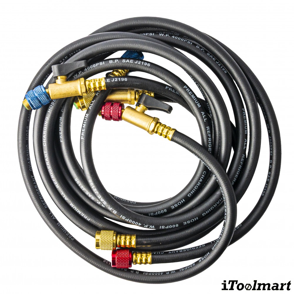 สายชาร์จน้ำยาแอร์ แบบมีบอลวาล์ว TASCO BLACK TB140SM HBV ความยาว 150 ซม  สำหรับน้ำยา R32  R410A