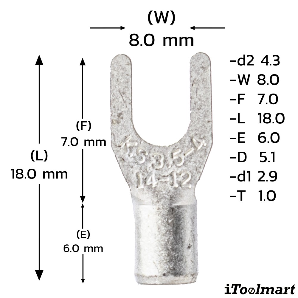 หางปลาแฉกเปลือย KST SNB3 4 ขนาด 4 mm² 100 ตัว หางปลาแฉกเปลือย KST SNB3 4 ขนาด 4 mm² 100 ตัว