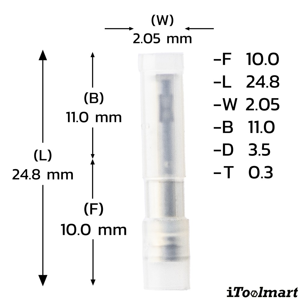 หางปลาหัวเสียบตัวเมีย KST FRFNYD0 5 078 แบบกลม สีโปร่งใส ขนาด 0 75 mm² 100 ตัว