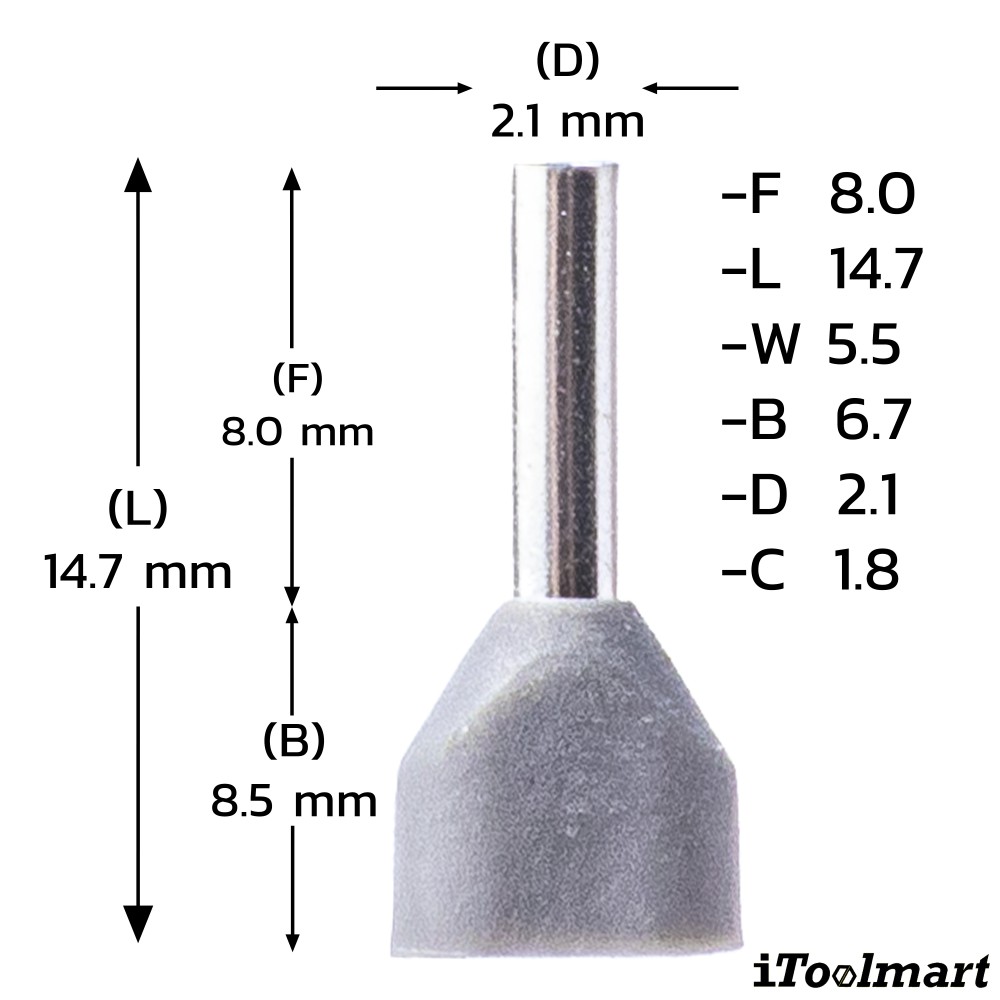 หางปลาคอร์ดเอ็น KST TE7508 แบบคู่ สีน้ำเงิน ขนาด 0 75 mm² 100 ตัว
