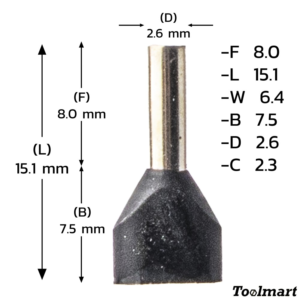 หางปลาคอร์ดเอ็น KST TE1508 แบบคู่ ขนาด 1 5 mm² 100 ตัว หางปลาคอร์ดเอ็น KST TE1508 แบบคู่ ขนาด 1 5 mm² 100 ตัว