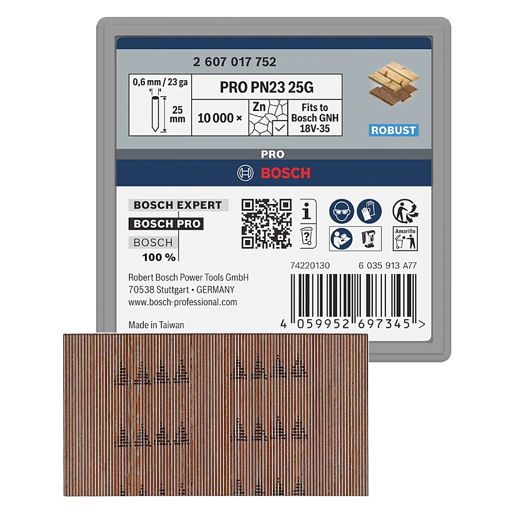ลูกแม็กขาเดี่ยว BOSCH PRO PN23 G Pin, 0.65/23g ขนาด 25 มม. (10000 ลูก)