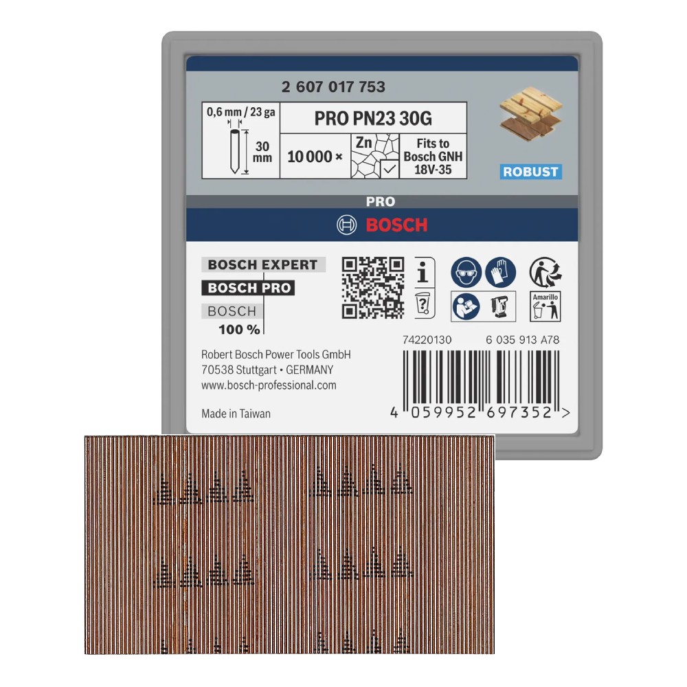 ลูกแม็กขาเดี่ยว BOSCH PRO PN23 G Pin, 0.65/23g ขนาด 30 มม. (10000 ลูก)