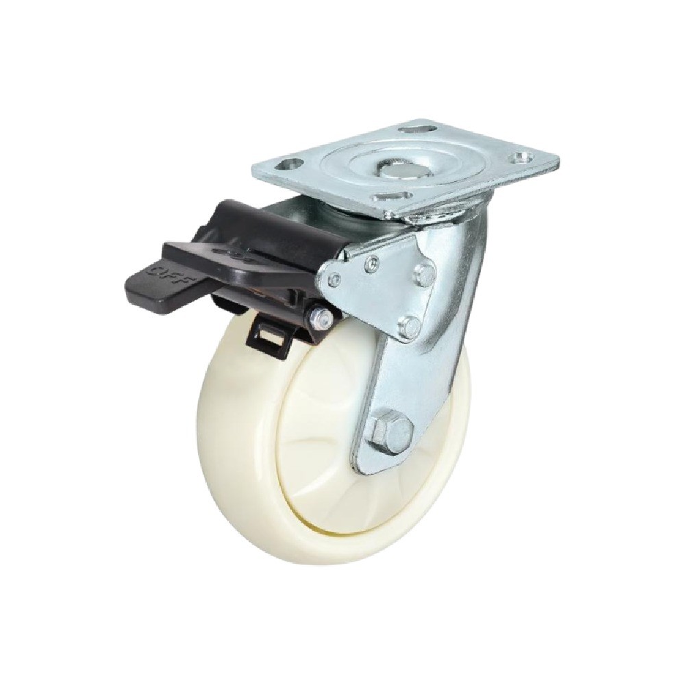 ล้อพลาสติก PP SUPO B040106002 Series 07 ล้อเป็นติดเบรก ขนาด 125 มม 