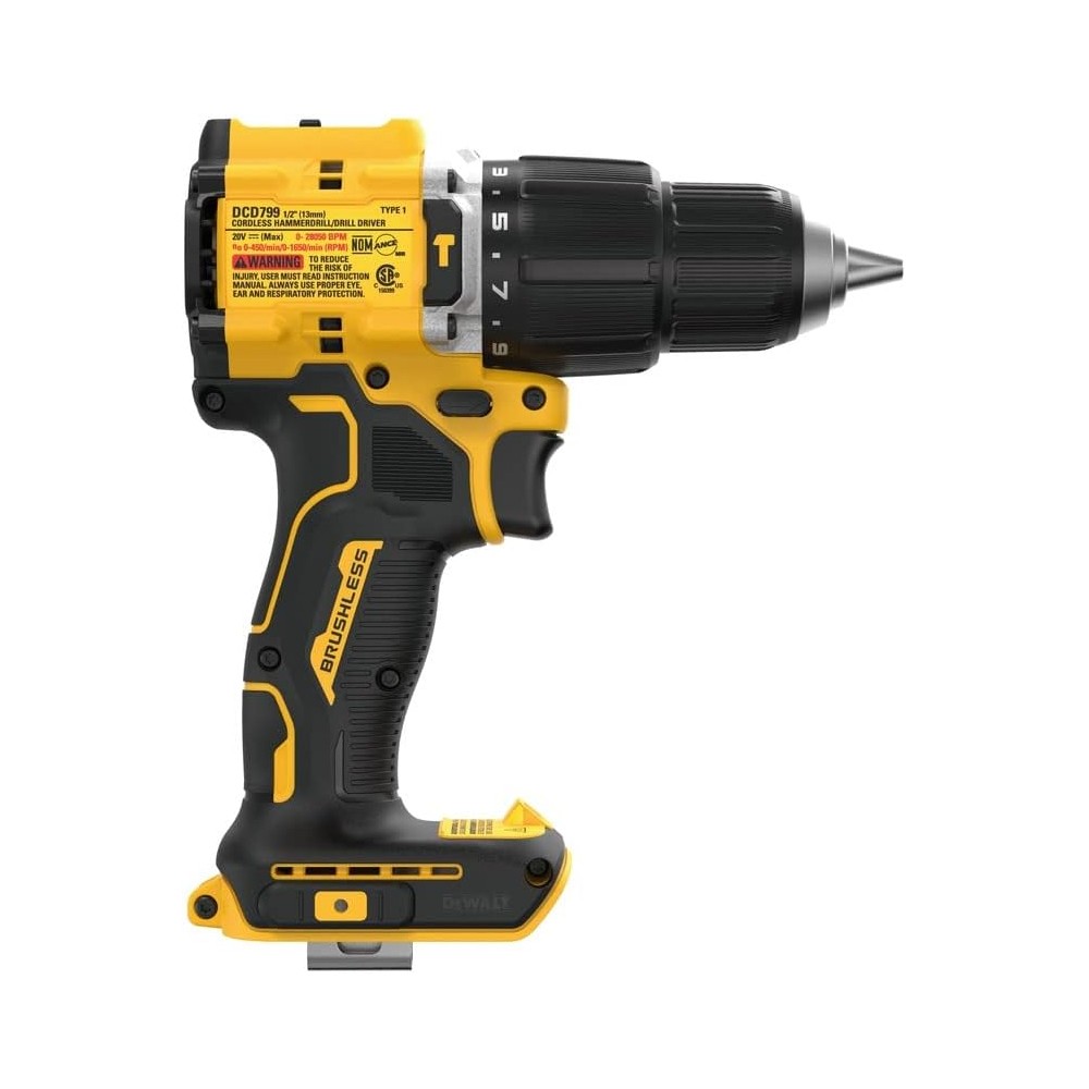 สว่านไร้สาย DEWALT DCD799 20V มอเตอร์ไร้แปรงถ่าน ขนาด 1 2 นิ้ว  ตัวเปล่า 