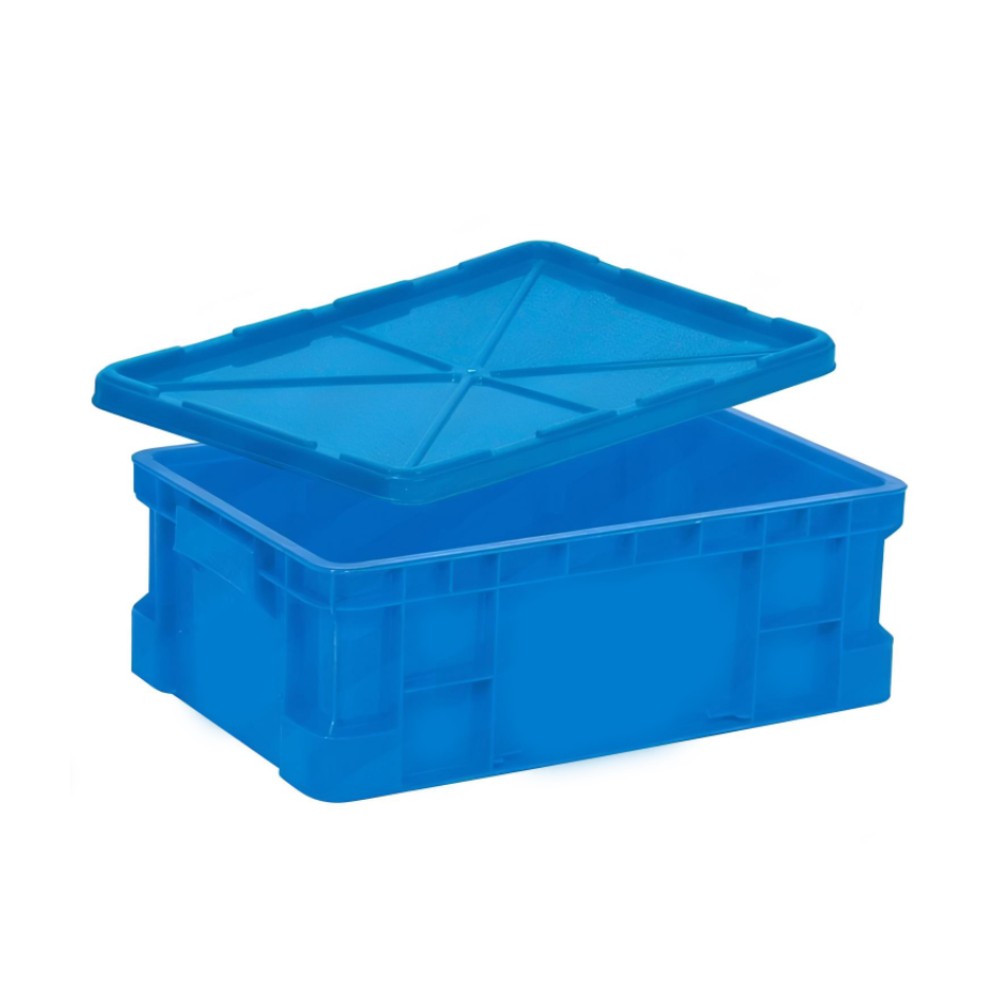 ลังพลาสติกทึบ JBJ 1026 1026L พร้อมฝา สีน้ำเงิน ขนาด 508 x 335 x 200 มม 