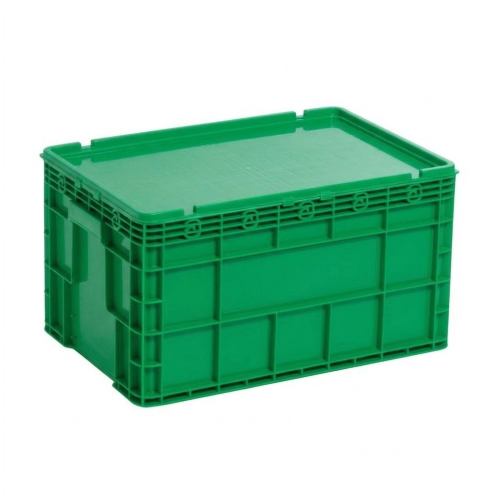 ลังพลาสติกทึบ JBJ 2541 2541L พร้อมฝา สีเขียว ขนาด 580 x 375 x 320 มม 