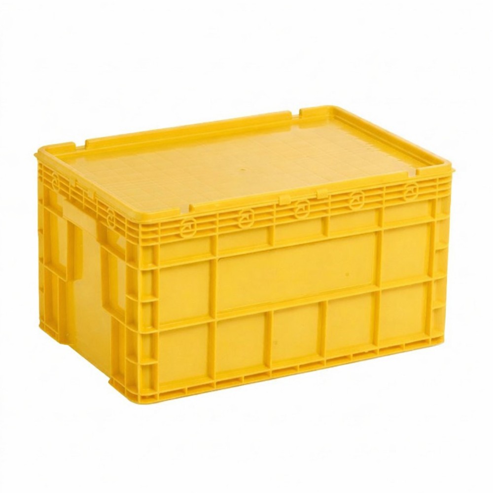 ลังพลาสติกทึบ JBJ 2541 2541L พร้อมฝา สีเหลือง ขนาด 580 x 375 x 320 มม 
