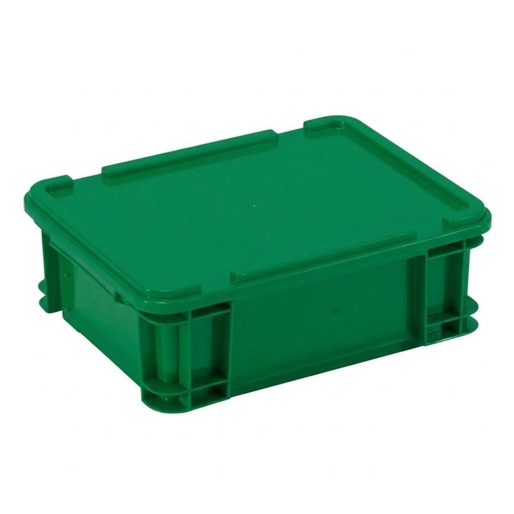 ลังพลาสติกทึบ JBJ 2553 2553L พร้อมฝา สีเขียว ขนาด 375 x 285 x 145 มม 