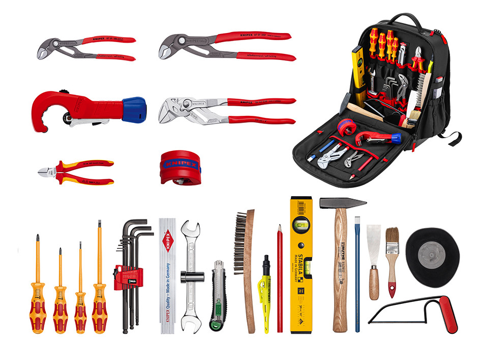 ชุดเครื่องมือช่างพร้อมกระเป๋าเป้ KNIPEX 00 21 51 HKS  Modular X15 Sanitar Starter Set พร้อมเครื่องมือ 24 ชิ้น