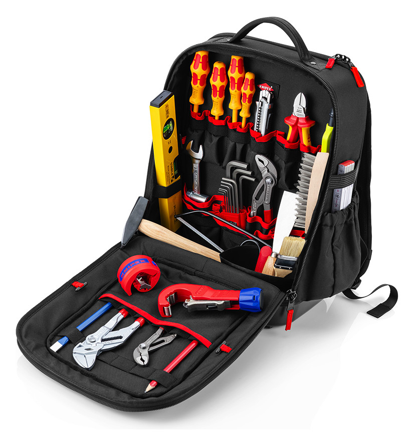 ชุดเครื่องมือช่างพร้อมกระเป๋าเป้ KNIPEX 00 21 51 HKS  Modular X15 Sanitar Starter Set พร้อมเครื่องมือ 24 ชิ้น