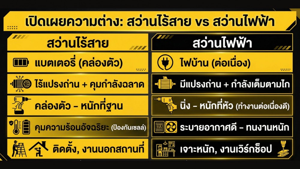 เบื้องหลังการทำงาน ของ สว่านไร้สาย มีอะไรต่างจากสว่านไฟฟ้าบ้าง