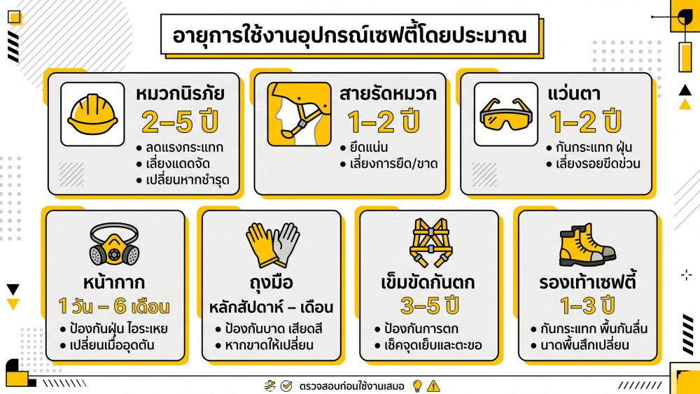 อุปกรณ์เซฟตี้ มีอายุการใช้งานไหม หมดอายุแล้วอันตรายไหม อุปกรณ์เซฟตี้ มีอายุการใช้งานไหม หมดอายุแล้วอันตรายไหม
