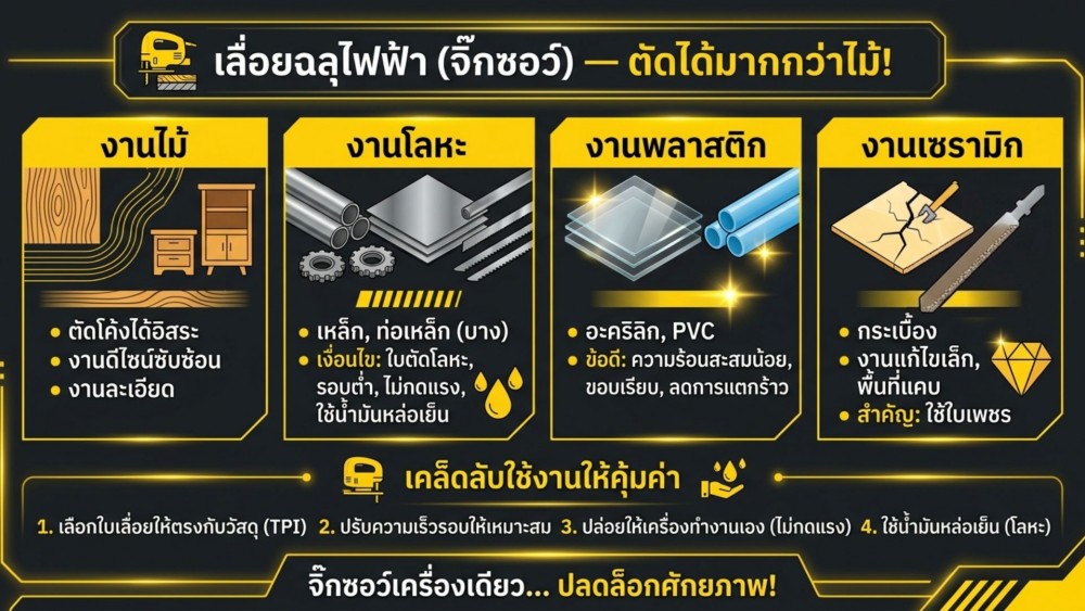 รู้ไหมว่า เลื่อยฉลุ ไฟฟ้า หรือจิ๊กซอว์ Jigsaw ไม่ได้มีไว้แค่ตัดไม้