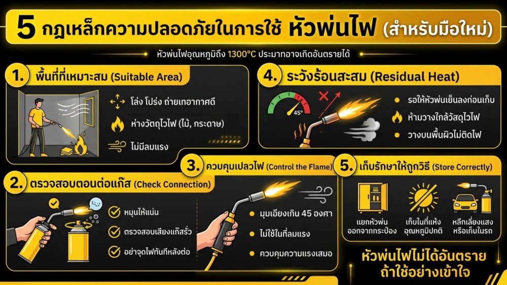 5 กฏเหล็กความปลอดภัย ในการใช้ หัวพ่นไฟ ที่มือใหม่ควรรู้