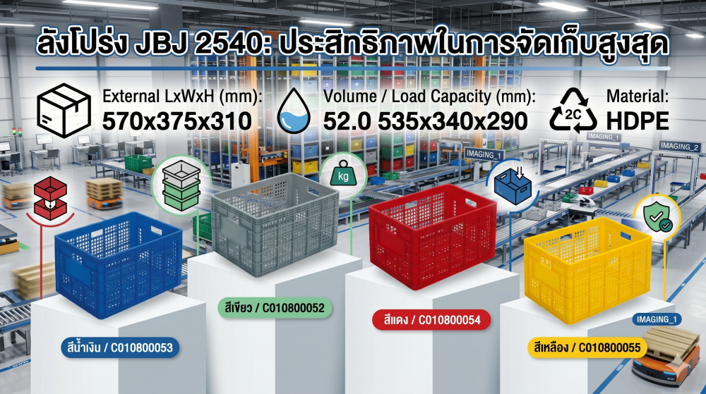 ลังโปร่ง JBJ 2540 สีน้ำเงิน ขนาด 570 x 375 x 310 มม 