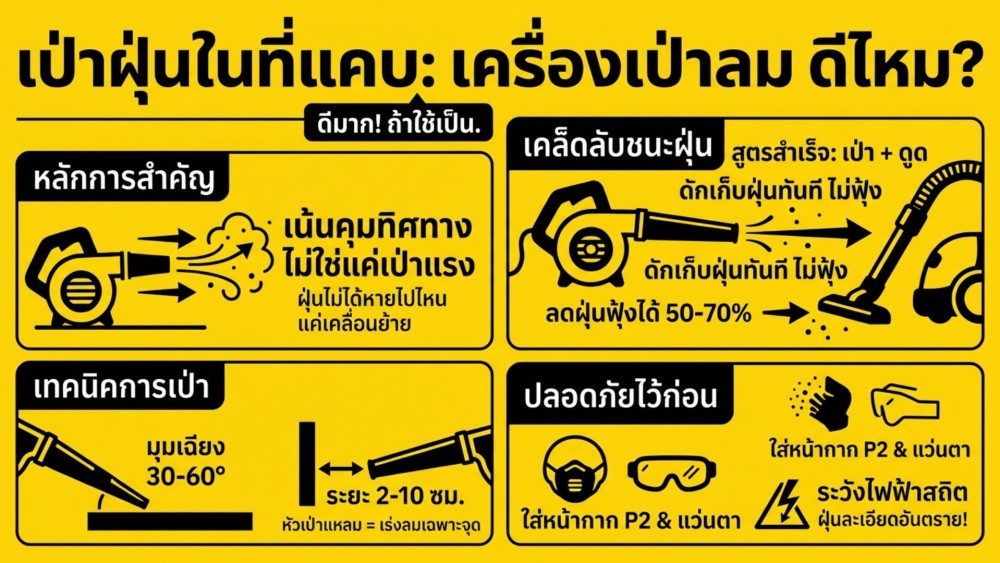 เป่าฝุ่นในที่แคบ ใช้ เครื่องเป่าลม ดีไหม แล้วทำยังไง ให้ได้ผล