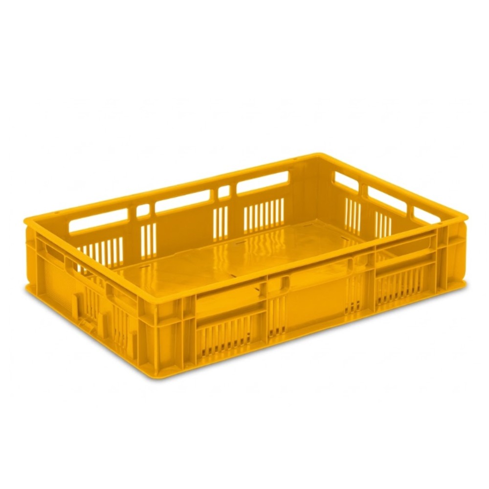 ลังท็อปเล็ก JBJ 2561 1 เกรด A ห้องเย็น HDPE สีเหลือง ขนาด 605 x 395 x 130 มม 