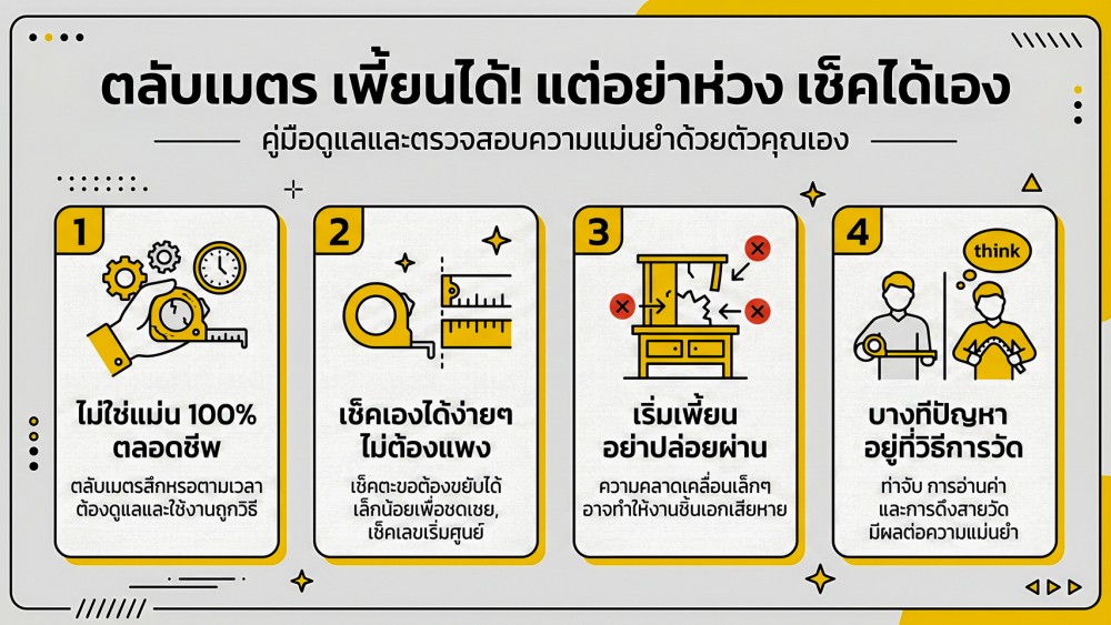 ตลับเมตร วัดแล้วเพี้ยนได้ไหม วิธีเช็คความแม่นยำแบบง่าย ๆ