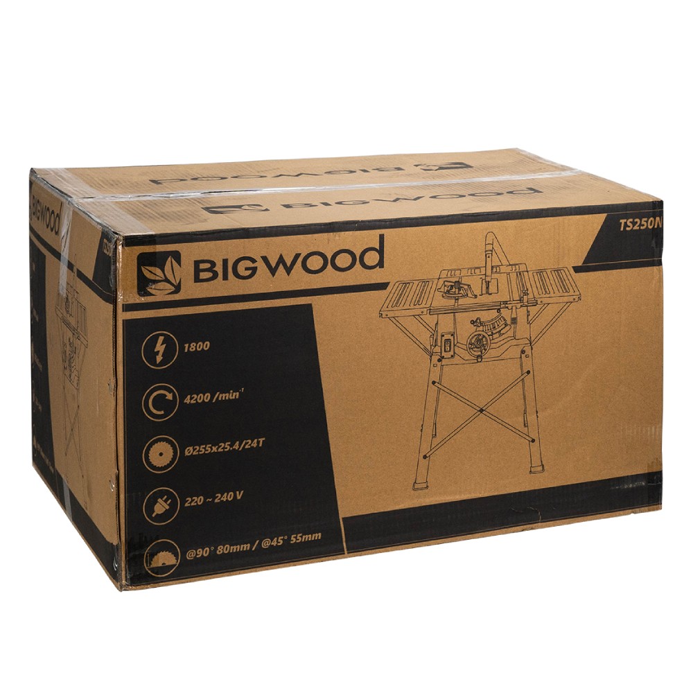 โต๊ะเลื่อยวงเดือน 10 นิ้ว BIGWOOD TS 250N กำลังไฟฟ้า 220V มอเตอร์ 2000W
