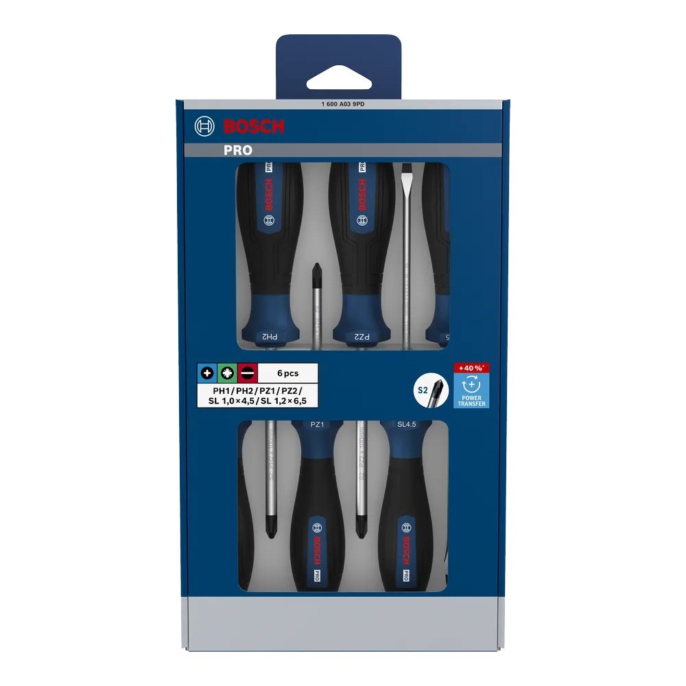 ชุดไขควง BOSCH 1 600 A03 9PD PRO Screwdriver Set PH PZ SL  6 ชิ้น