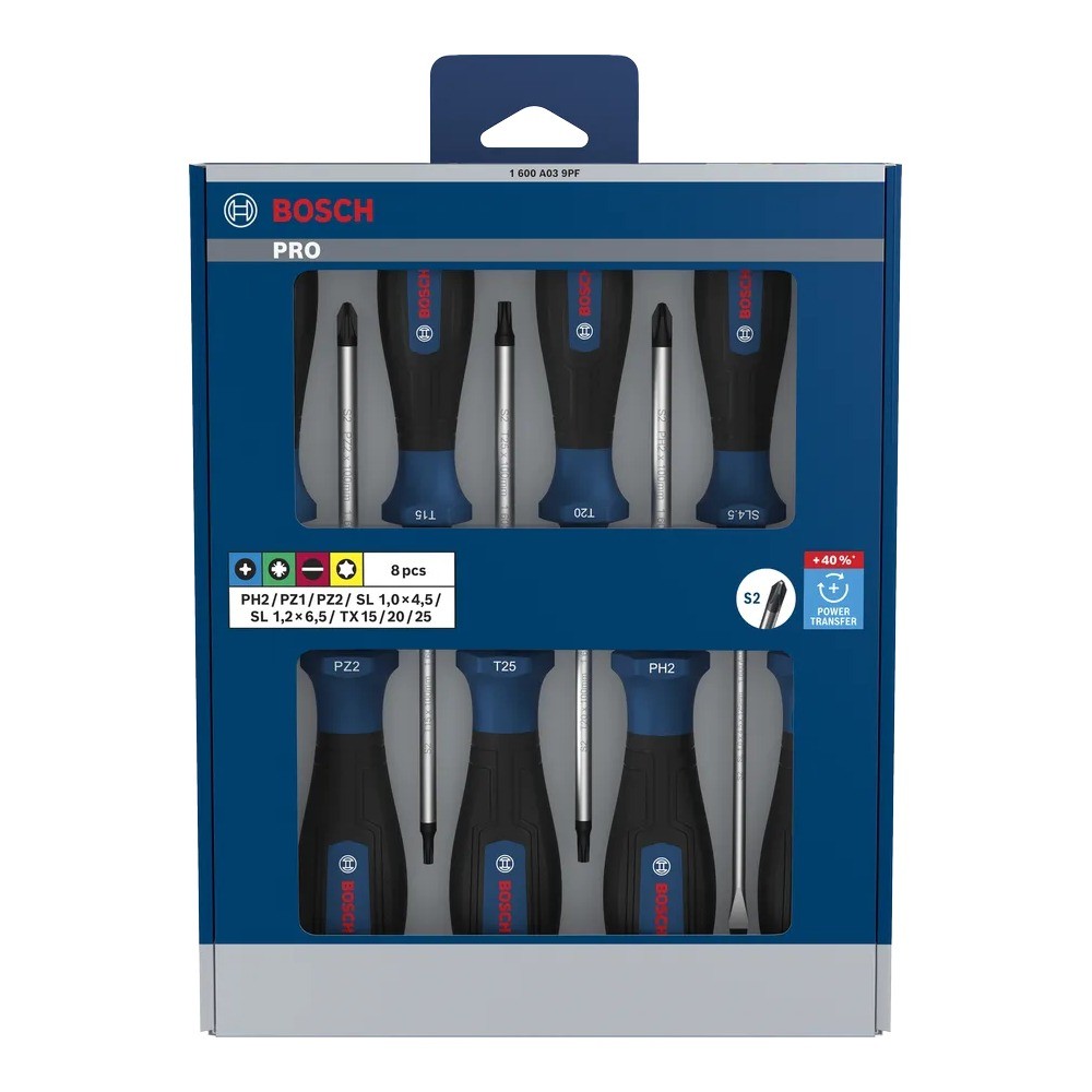 ชุดไขควง BOSCH 1 600 A03 9PF PRO Screwdriver Set PH PZ SL TX 8 ชิ้น