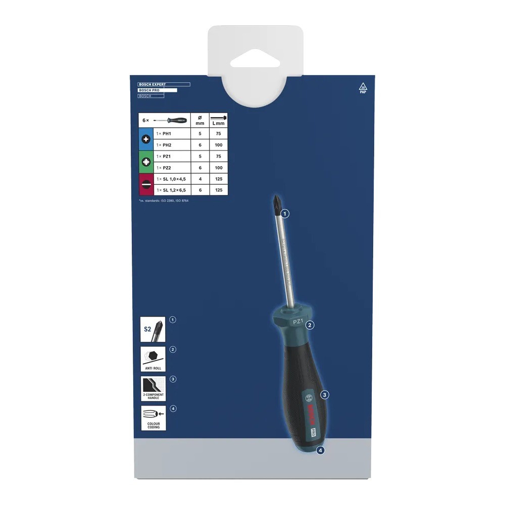 ชุดไขควง BOSCH 1 600 A03 9PD PRO Screwdriver Set PH PZ SL  6 ชิ้น