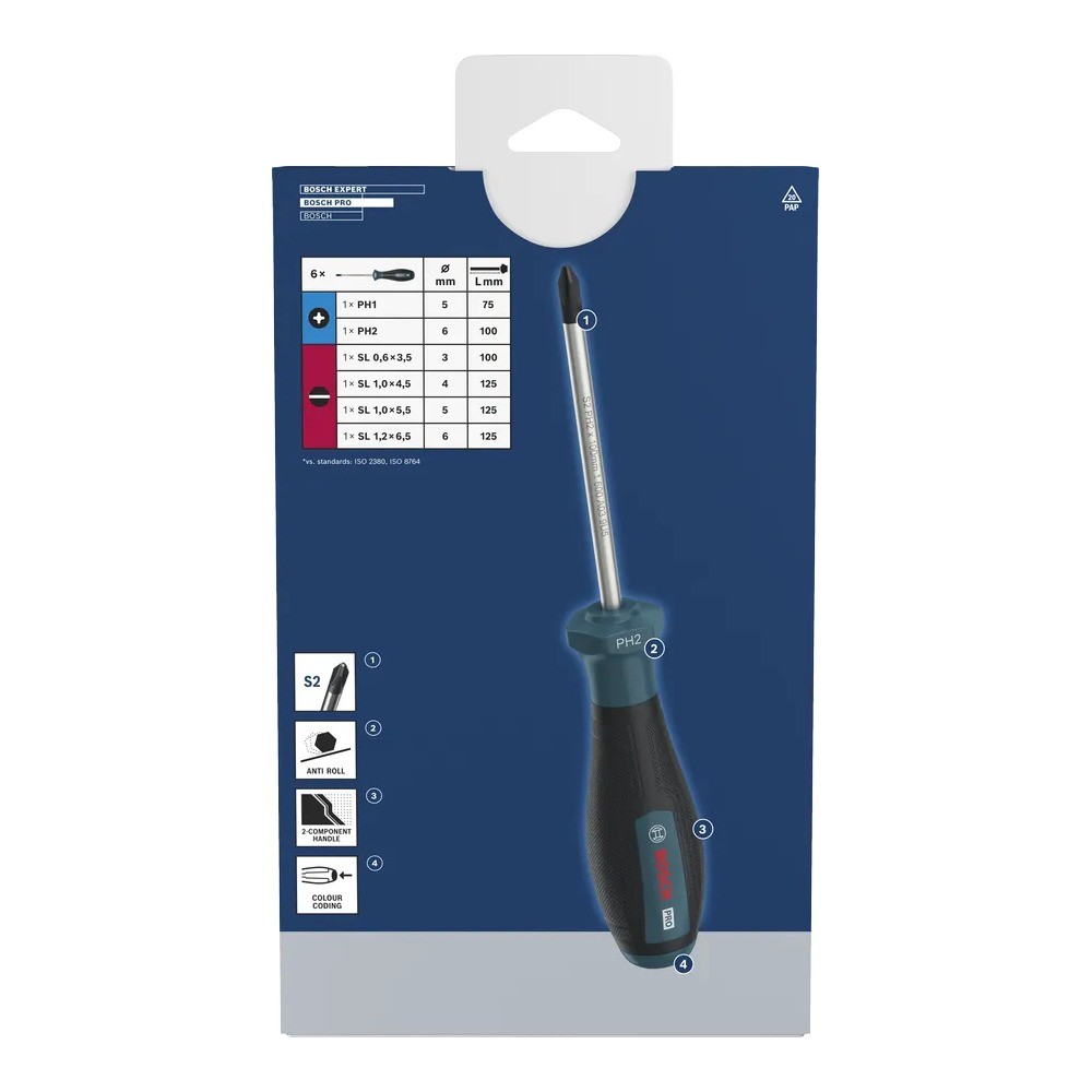 ชุดไขควง  BOSCH 1 600 A03 9PE PRO Screwdriver Set PH SL 6 ชิ้น