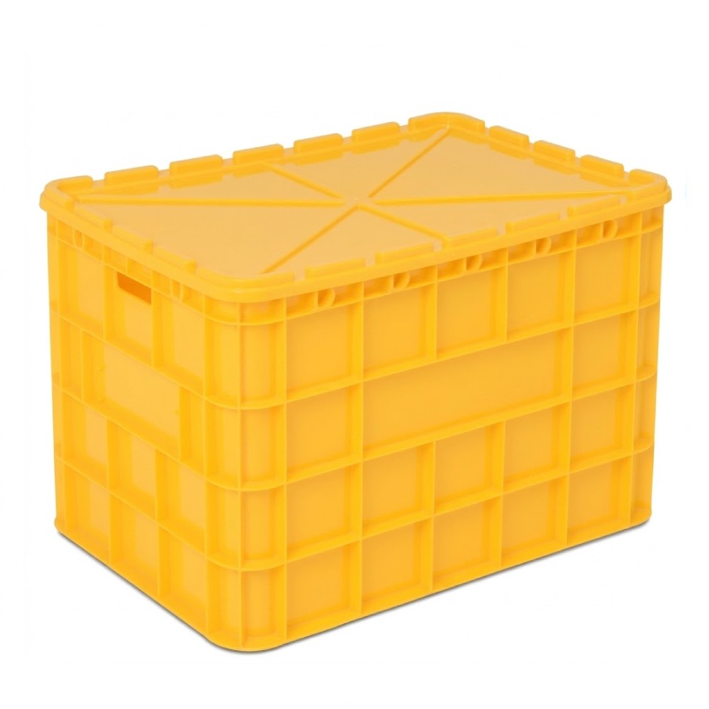 ลังชุดพลาสติก JBJ B3 2551L พร้อมฝา สีเหลือง ขนาด 615 x 420 x 420 มม 