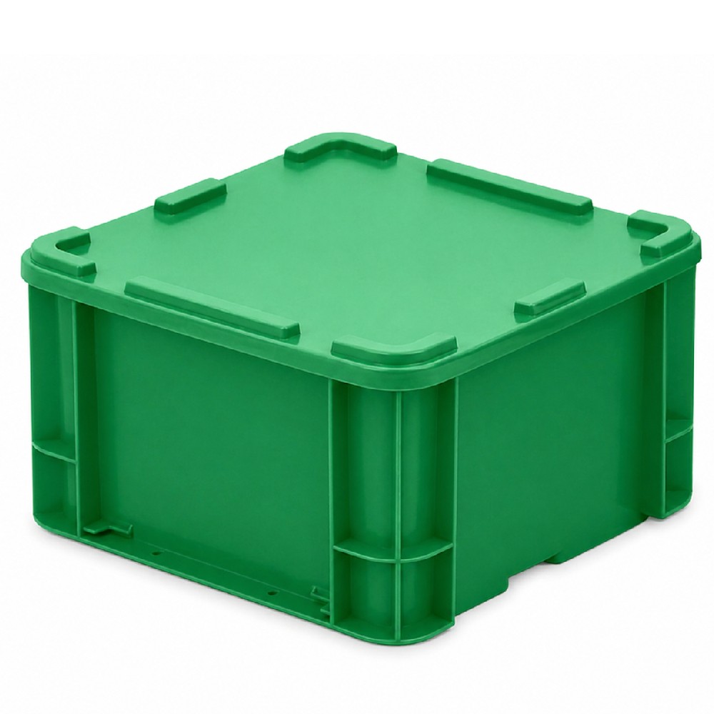 ลังชุดพลาสติก JBJ PN332 PN331L พร้อมฝา สีเขียว ขนาด 335 x 335 x 195 มม 