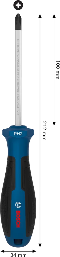 ไขควง PH2 BOSCH 1 600 A03 9T4 ขนาด 100 มม 